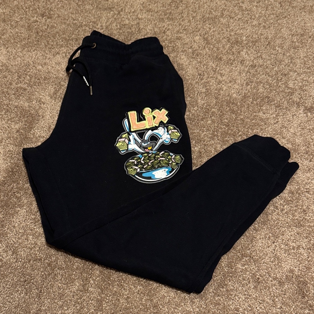 Black Graphic Joggers for Men